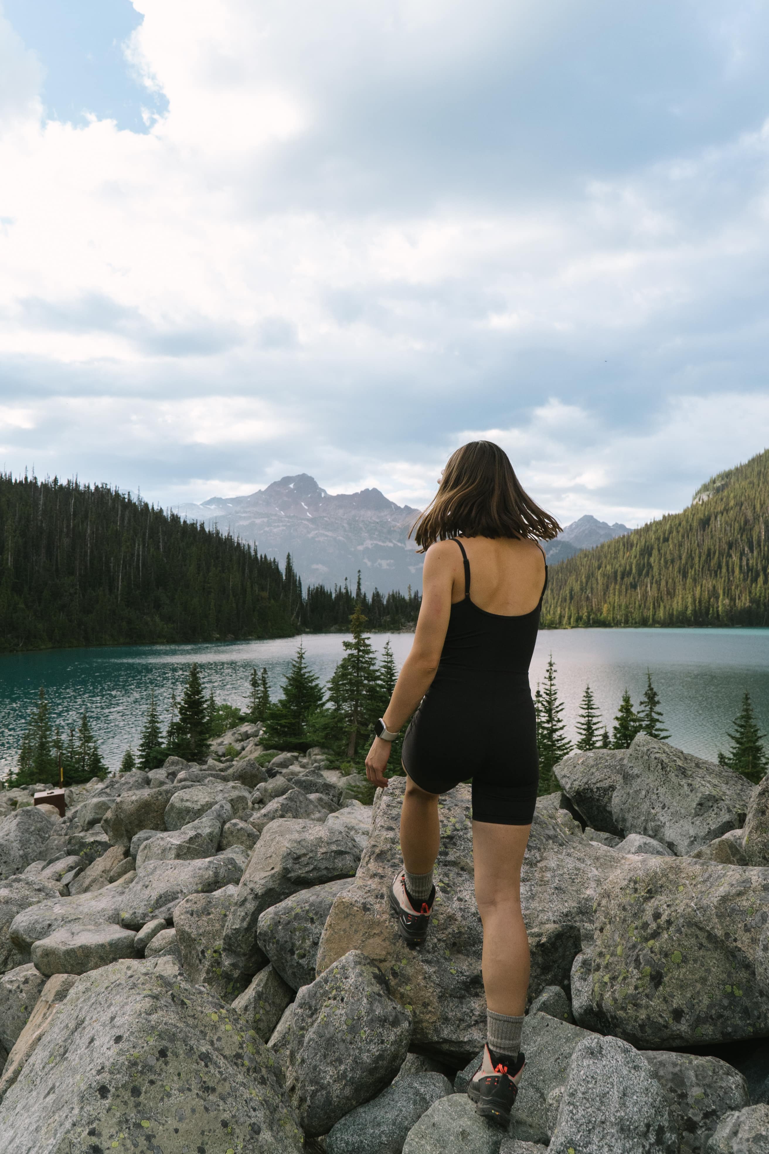 Activewear on the move, golden hour above the tree line