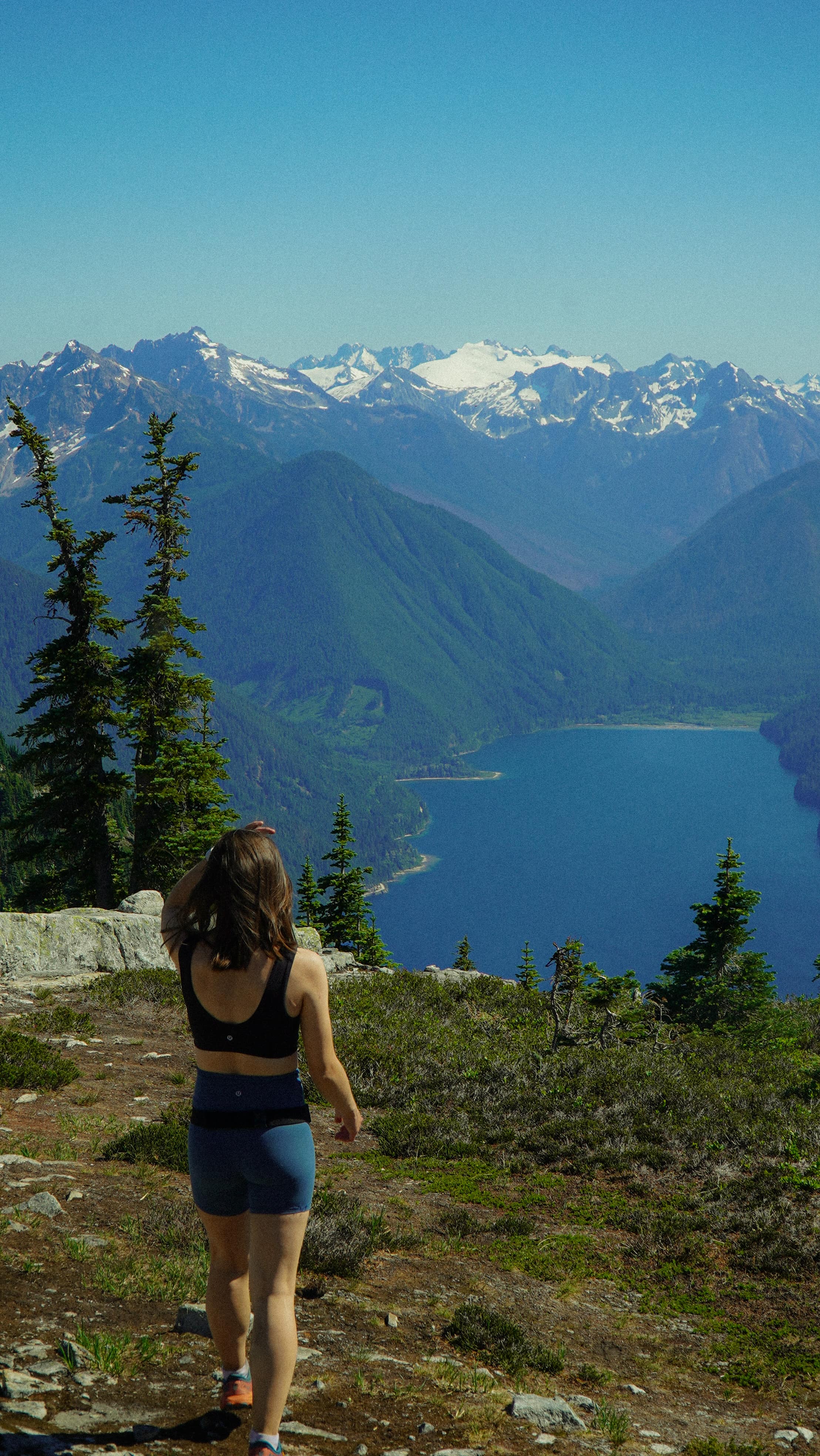 Overlooking a mountain lake