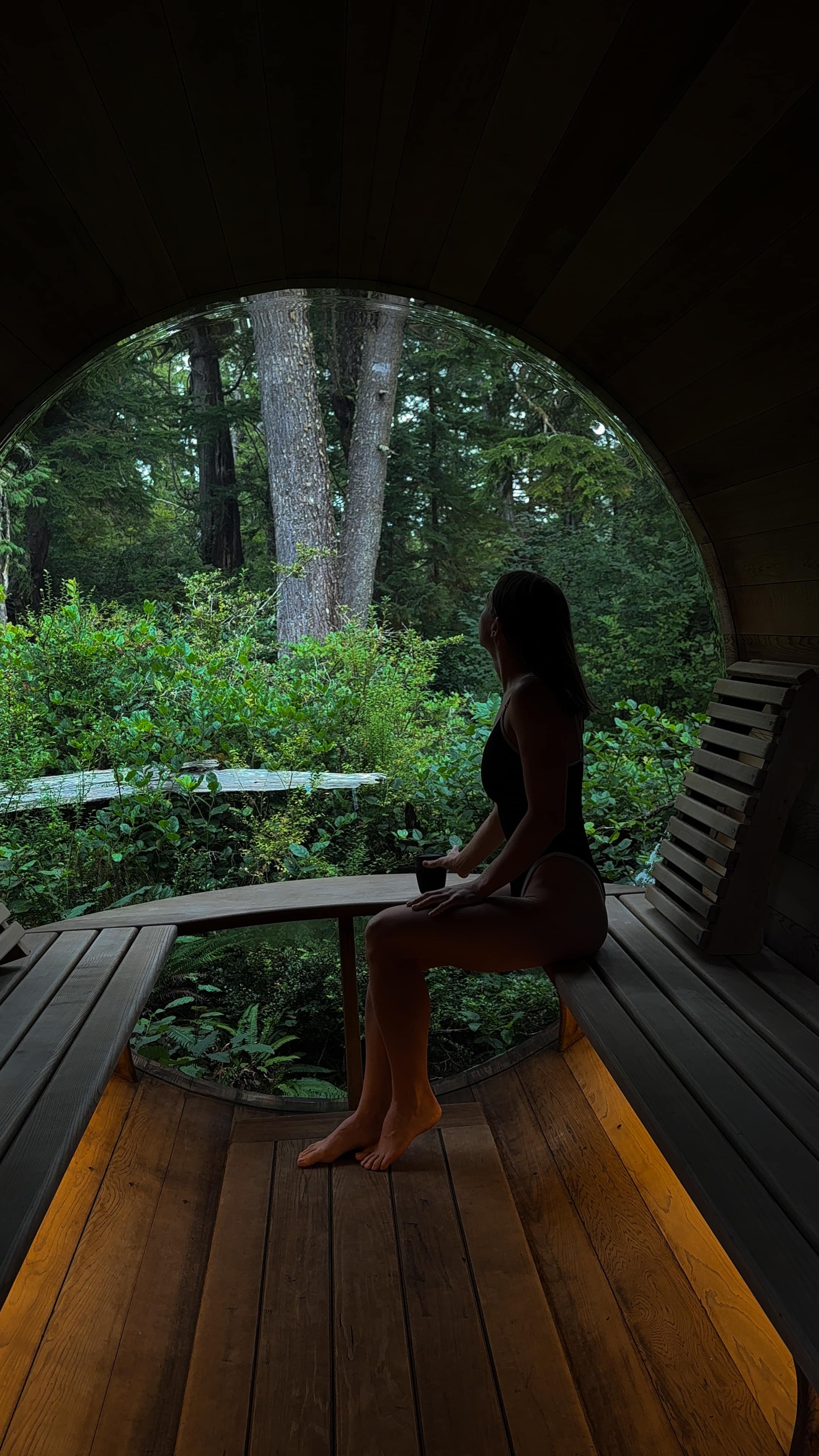 An outdoor sauna in nature after a long hike