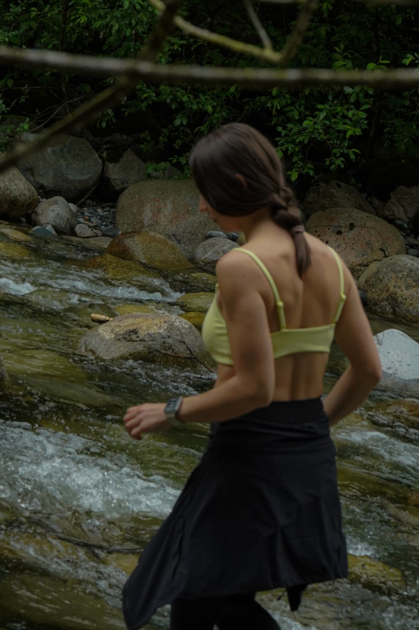 Athleta Sun Sports — riverbank walk in the Sun Sports bra and skirt